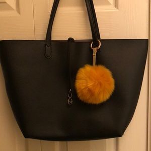Vegan leather black tote bag